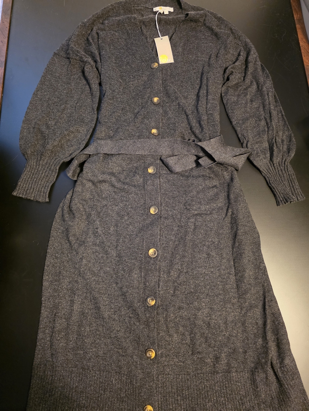 Boden Button Knit Dress - Charcoal